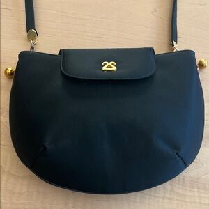 MISS LEWIS Vintage Black Satin Evening Bag Purse *RARE FIND*